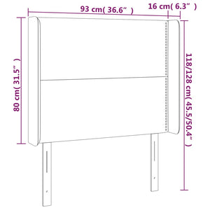 Sänggavel med kanter svart 93x16x118/128 cm konstläder