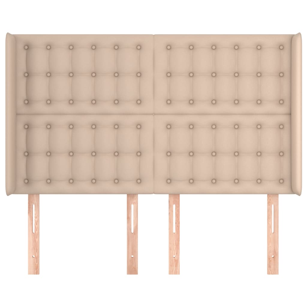 Sänggavel med kanter cappuccino 147x16x118/128 cm konstläder