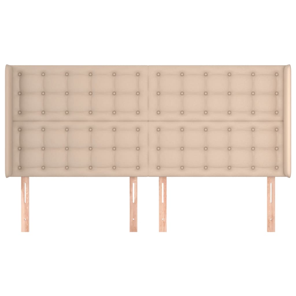 Sänggavel med kanter cappuccino 163x16x118/128 cm konstläder