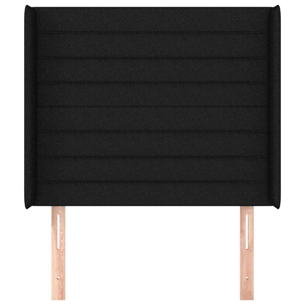 Sänggavel med kanter svart 83x16x118/128 cm tyg