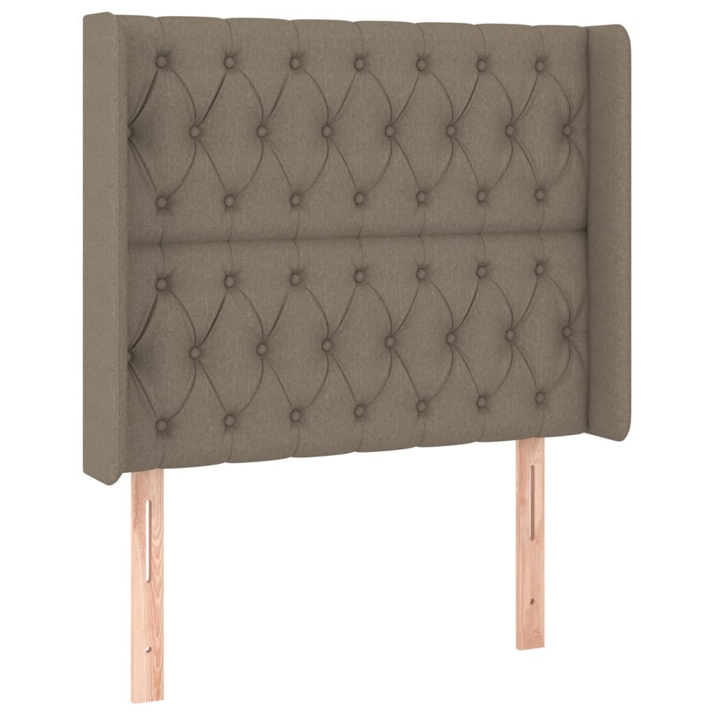 Sänggavel med kanter taupe 103x16x118/128 cm tyg