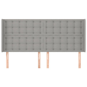 Sänggavel med kanter ljusgrå 163x16x118/128 cm tyg