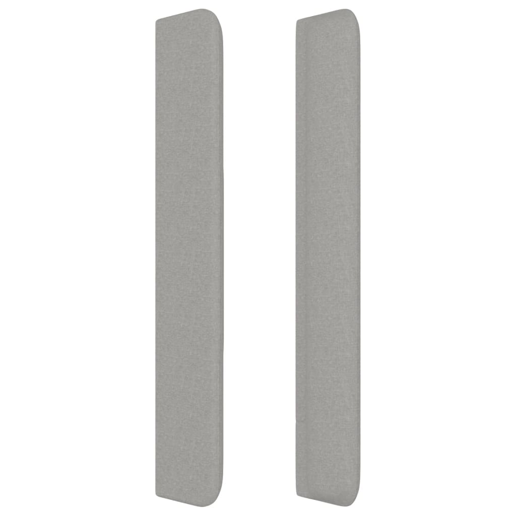 Sänggavel med kanter ljusgrå 163x16x118/128 cm tyg