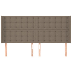 Sänggavel med kanter taupe 163x16x118/128 cm tyg