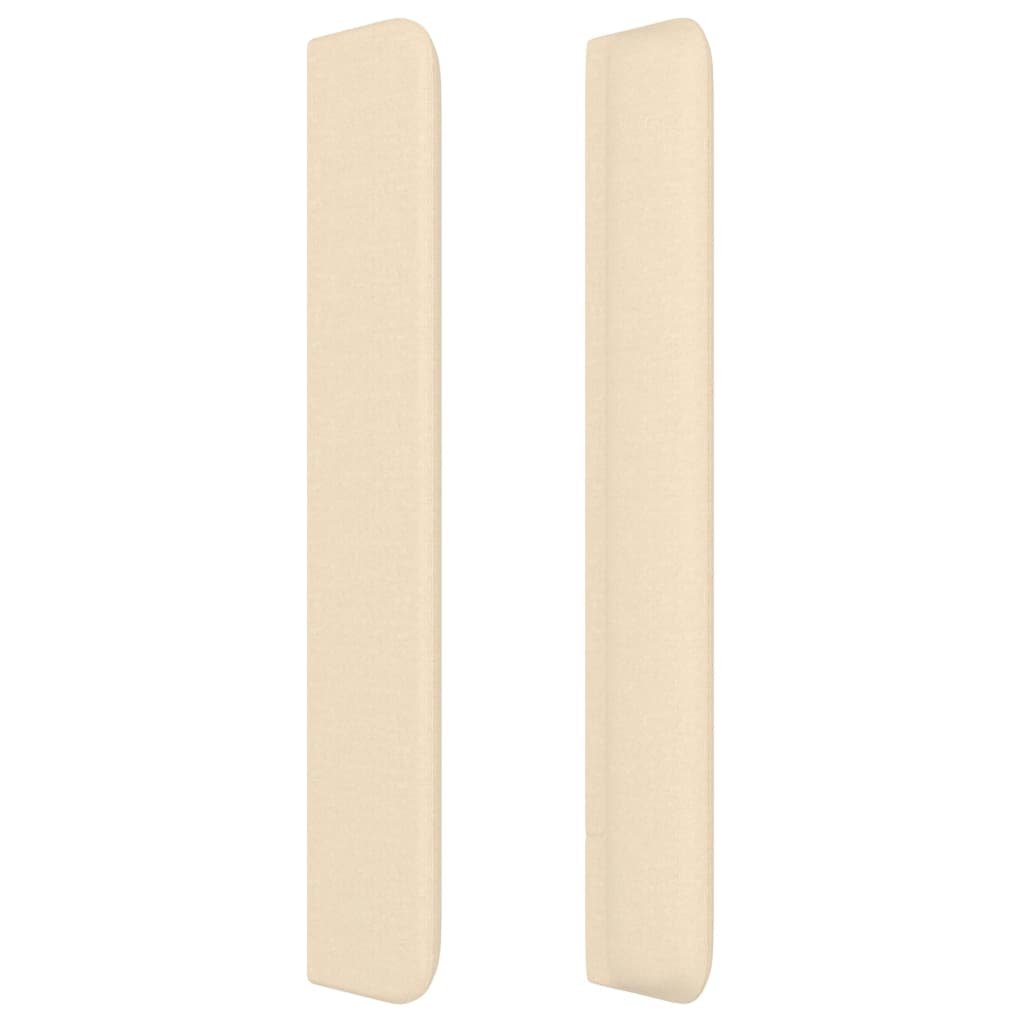 Sänggavel med kanter gräddvit 183x16x118/128 cm tyg