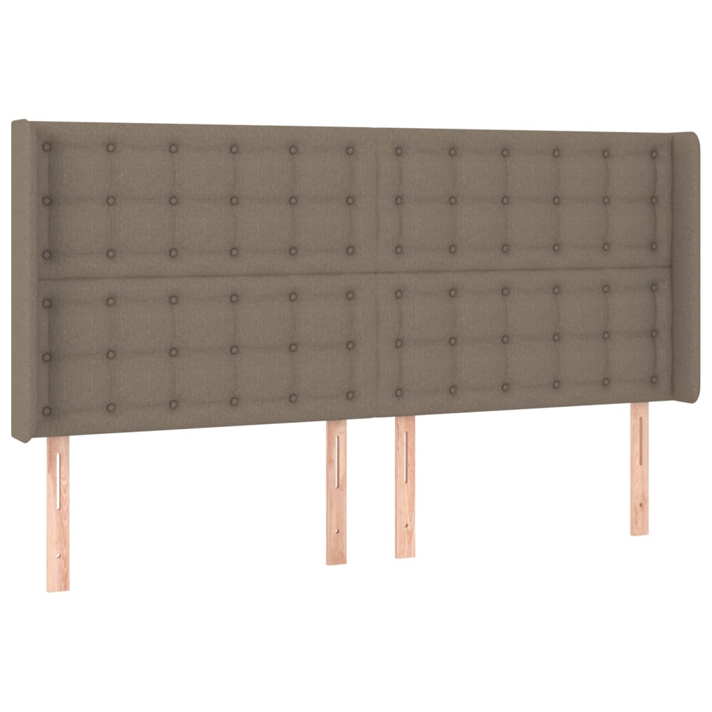 Sänggavel med kanter taupe 203x16x118/128 cm tyg
