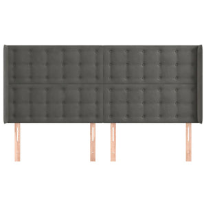 Sänggavel med kanter mörkgrå 163x16x118/128 cm sammet