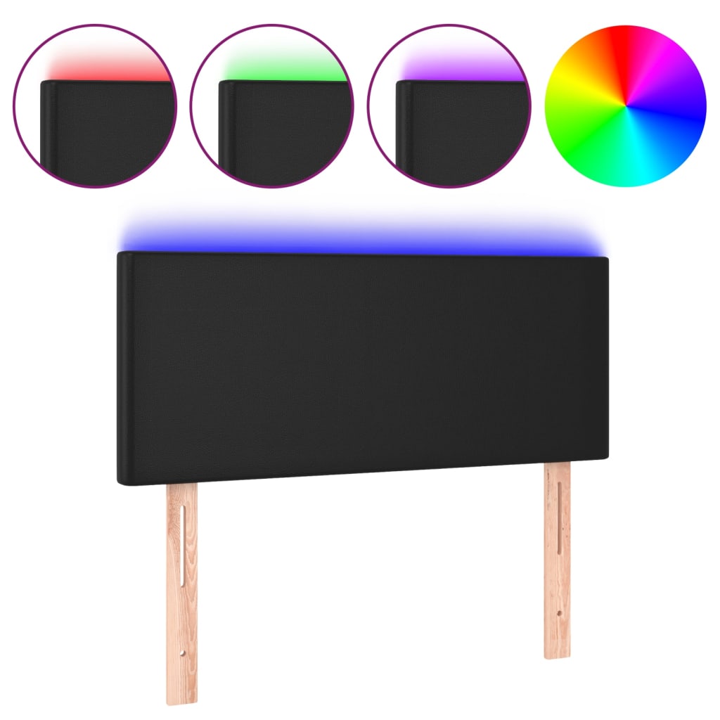 Sänggavel LED svart 80x5x78/88 cm konstläder