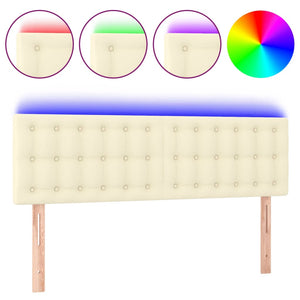 Sänggavel LED gräddvit 144x5x78/88 cm konstläder