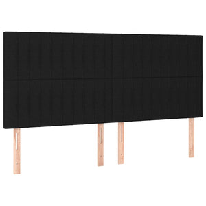 Sänggavel LED svart 180x5x118/128 cm tyg