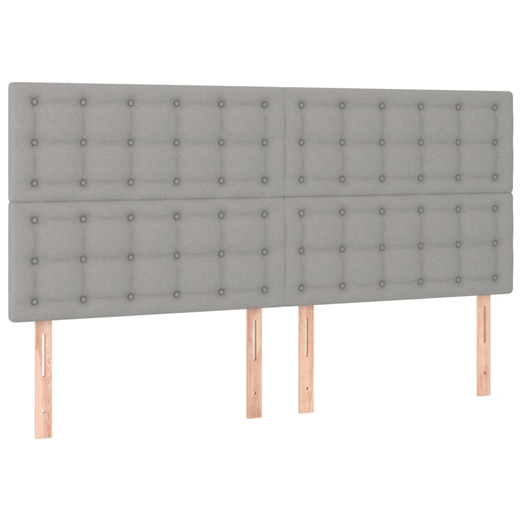 Sänggavel LED ljusgrå 160x5x118/128 cm tyg