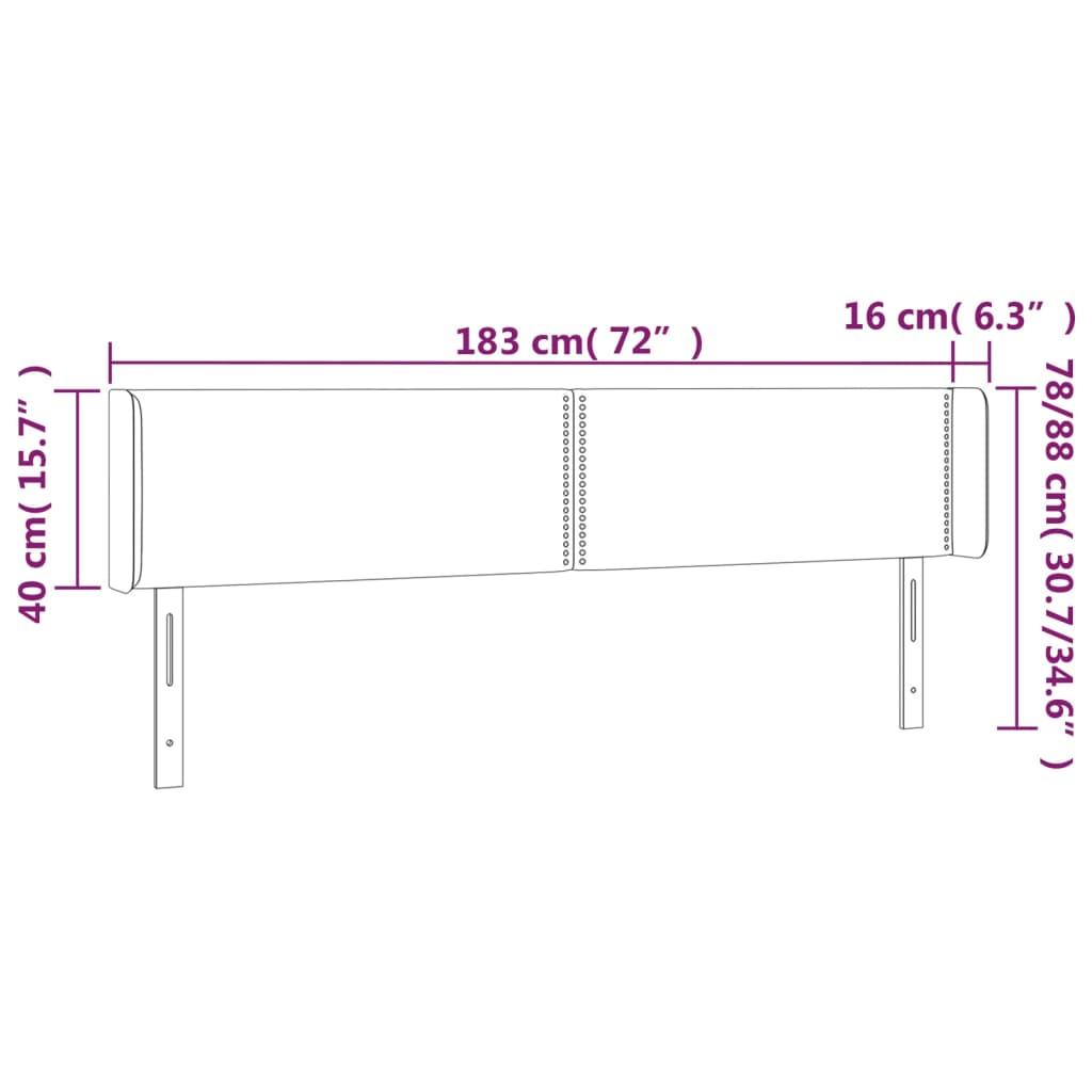 Sänggavel LED svart 183x16x78/88 cm sammet