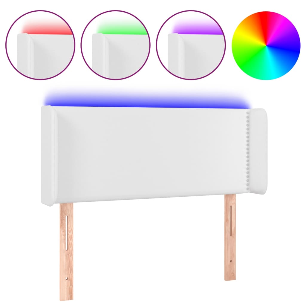 Sänggavel LED vit 103x16x78/88 cm konstläder