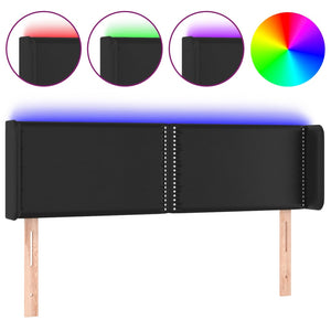 Sänggavel LED svart 147x16x78/88 cm konstläder