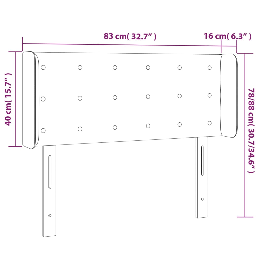 Sänggavel LED svart 83x16x78/88 cm konstläder