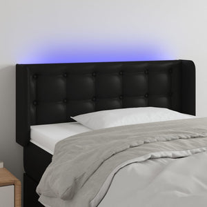 Sänggavel LED svart 83x16x78/88 cm konstläder