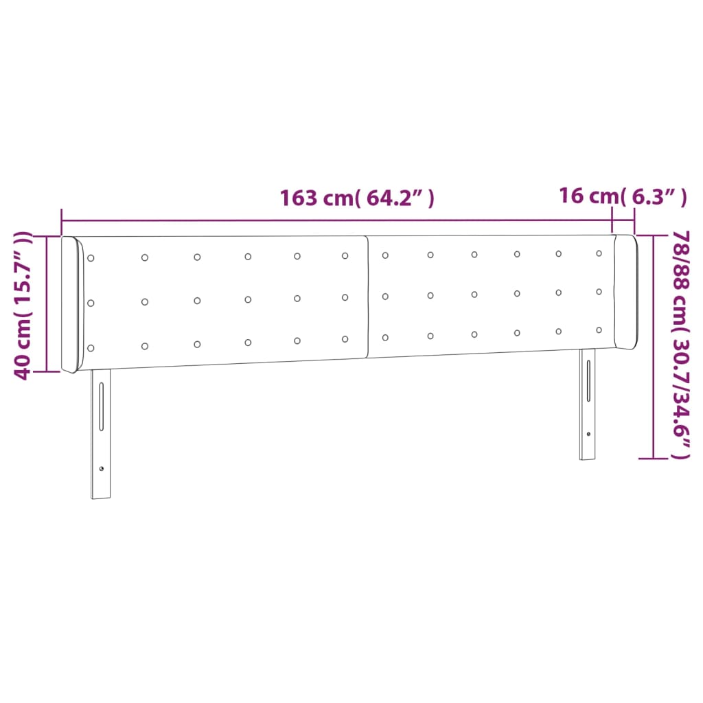 Sänggavel LED gräddvit 163x16x78/88 cm konstläder