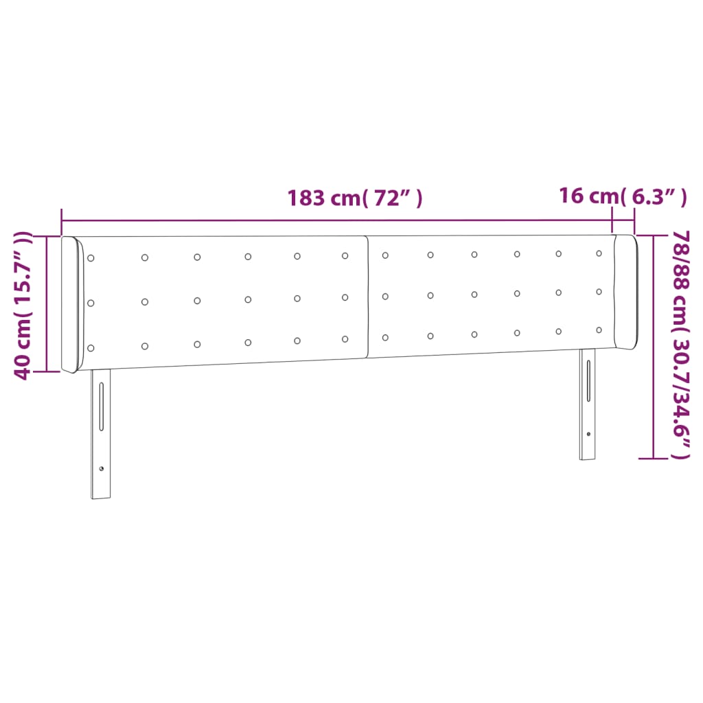 Sänggavel LED cappuccino 183x16x78/88 cm konstläder