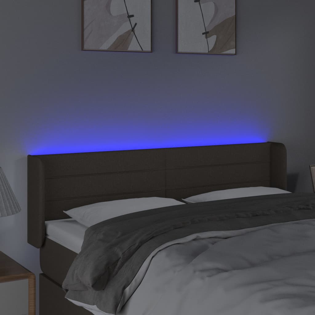 Sänggavel LED taupe 147x16x78/88 cm tyg
