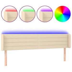 Sänggavel LED gräddvit 203x16x78/88 cm tyg