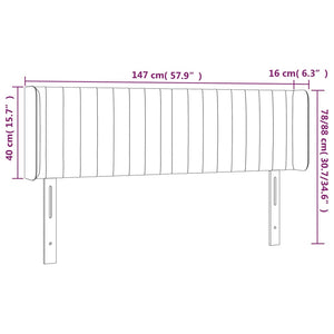 Sänggavel LED blå 147x16x78/88 cm tyg