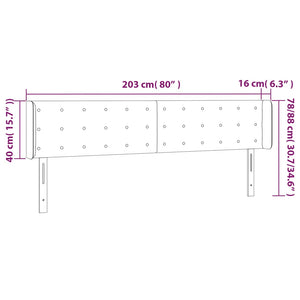 Sänggavel LED mörkbrun 203x16x78/88 cm tyg