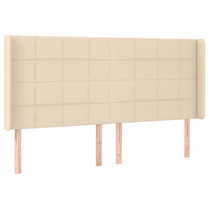 Sänggavel LED gräddvit 163x16x118/128 cm tyg