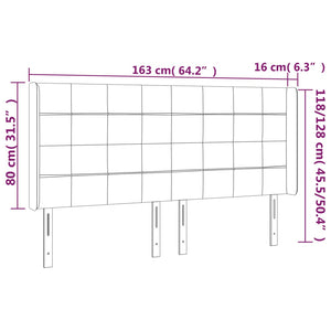 Sänggavel LED gräddvit 163x16x118/128 cm tyg