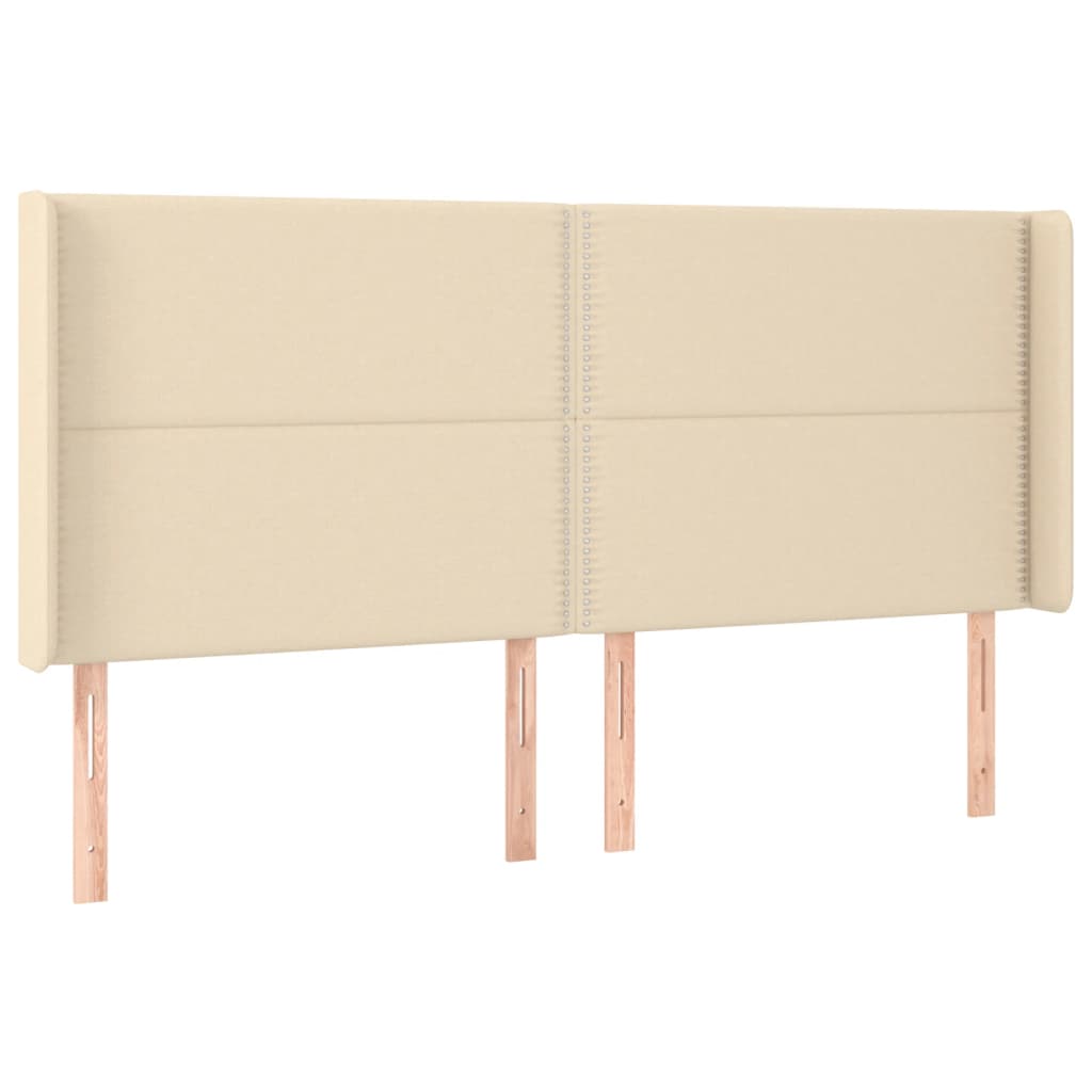 Ramsäng med madrass & LED gräddvit 180x200 cm tyg