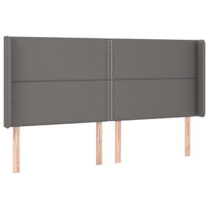 Ramsäng med madrass & LED grå 180x200 cm konstläder