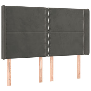 Ramsäng med madrass & LED mörkgrå 140x200 cm sammet