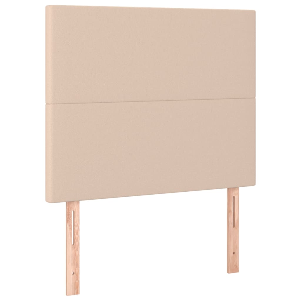 Ramsäng med bäddmadrass & LED cappuccino 90x200 cm konstläder