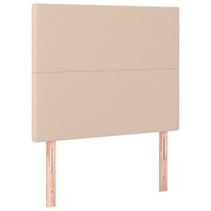 Ramsäng med bäddmadrass & LED cappuccino 90x200 cm konstläder