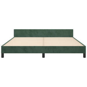 Sängram med huvudgavel mörkgrön 180x200 cm sammet