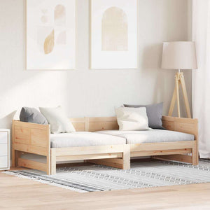 Utdragbar Dagbädd Brun 203,5 x 184 x 56,5 cm Massiv furu