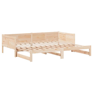 Utdragbar Dagbädd Brun 203,5 x 184 x 56,5 cm Massiv furu