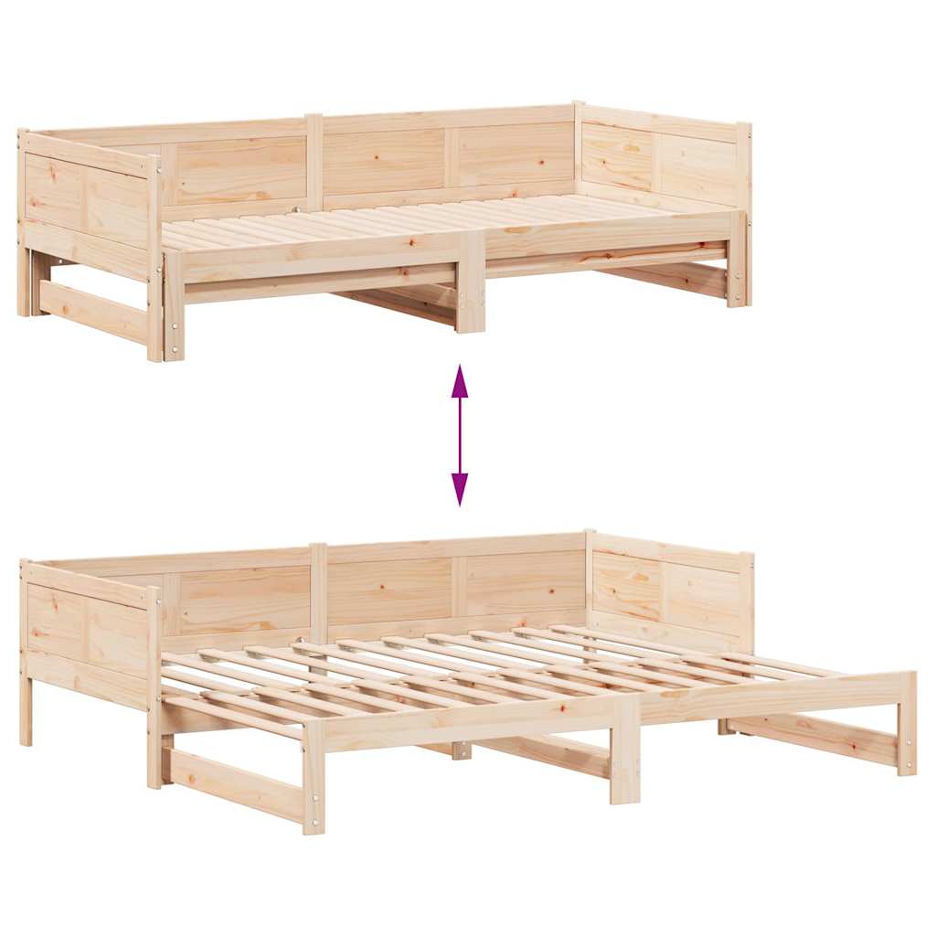 Utdragbar Dagbädd Brun 203,5 x 184 x 56,5 cm Massiv furu