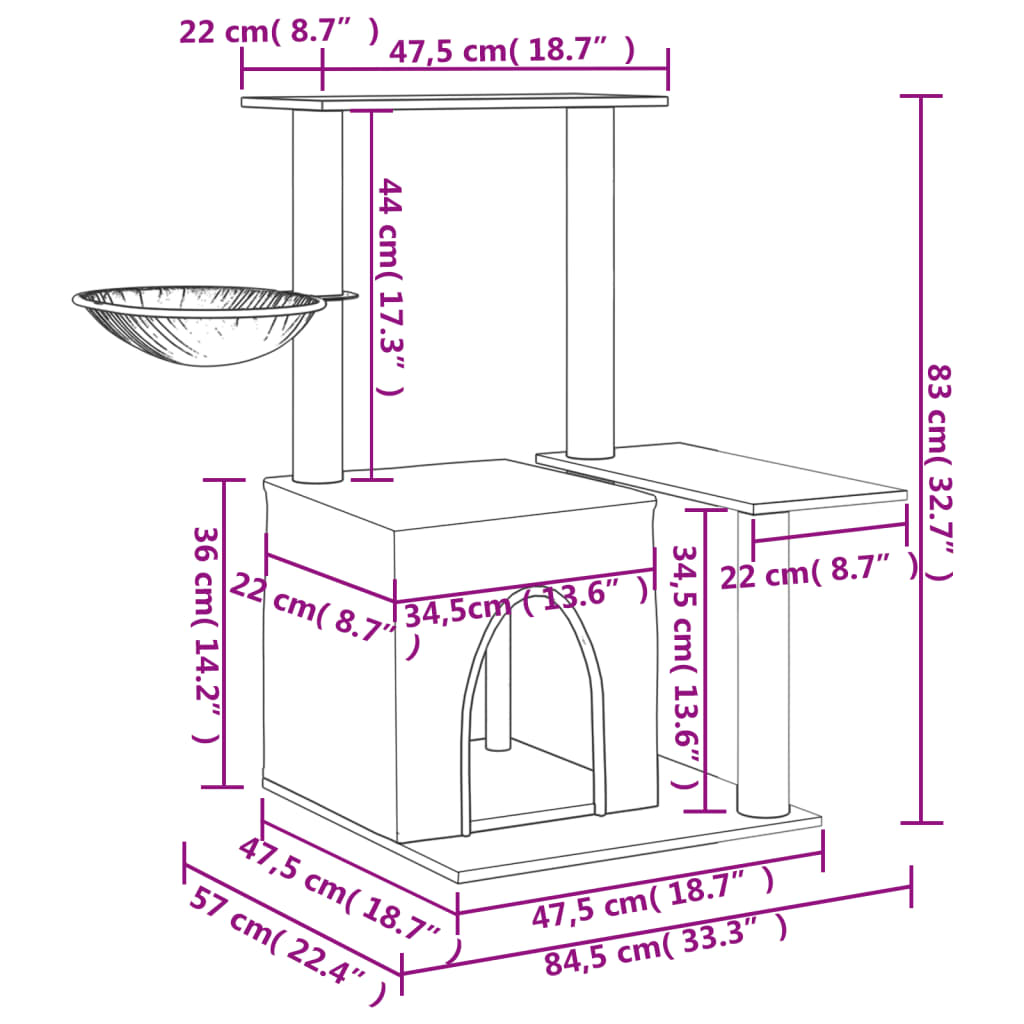 Klösträd med sisalpelare gräddvit 83 cm