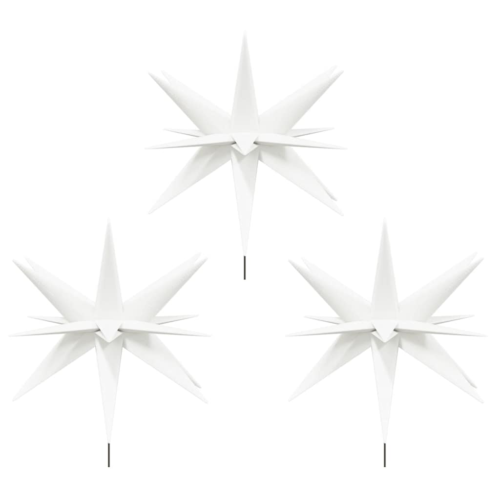 Stjärnor med spett LED 3 st vikbar vit 35 cm