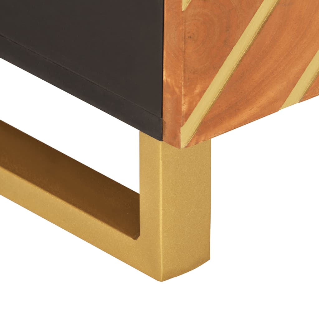 Soffbord brun och svart 80x50x40 cm massivt mangoträ