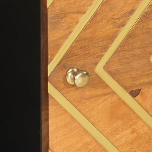 Soffbord brun och svart 100x54x40 cm massivt mangoträ