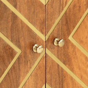 Skänk brun och svart 60x33,5x75 cm massivt mangoträ