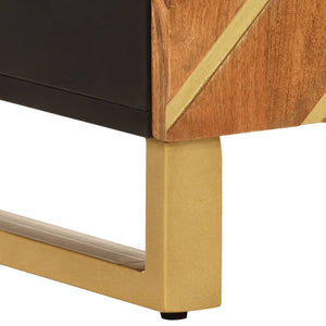 Skänk brun och svart 60x33,5x75 cm massivt mangoträ