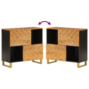 Skänk brun och svart 80x33,5x75 cm massivt mangoträ