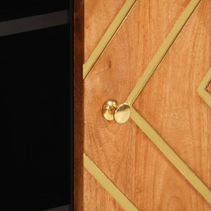 Skänk brun och svart 90x33,5x75 cm massivt mangoträ