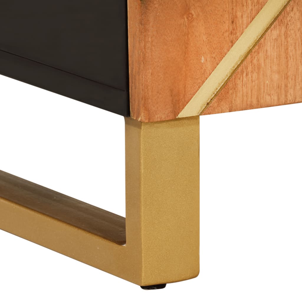 Skänk brun och svart 90x33,5x75 cm massivt mangoträ