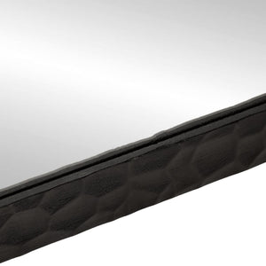 Badrumsspegel svart 50x70x2,5 cm massivt mangoträ och glas