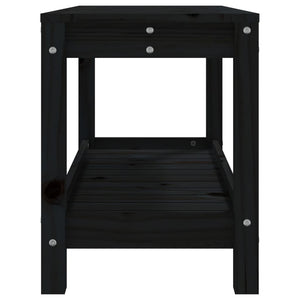 Trädgårdsbänk svart 82,5x35x45 cm massiv furu