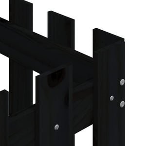 Odlingslåda med staket-design svart 60x60x60 cm massiv furu