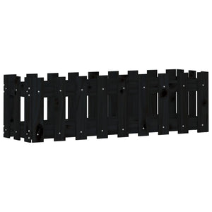 Odlingslåda med staket-design svart 100x30x30 cm massiv furu